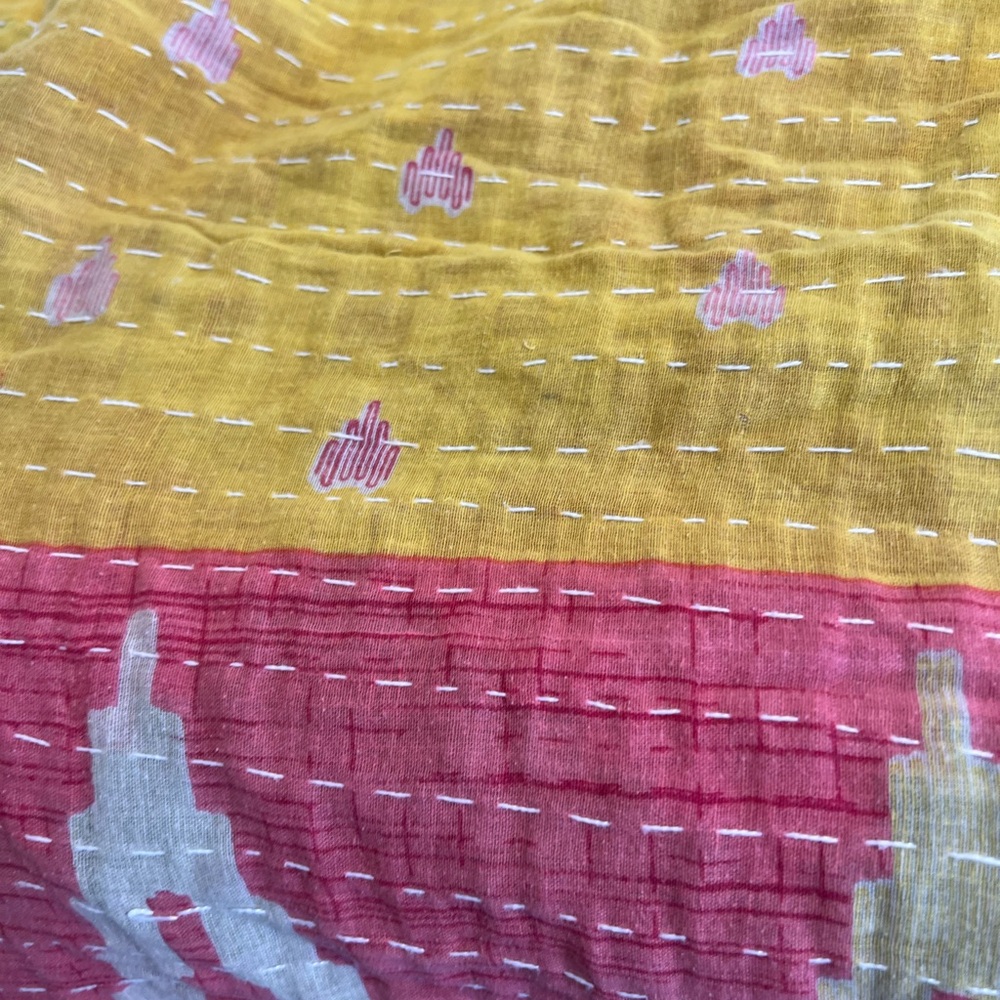Vintage Kantha Quilt Throw Blanket  80x 47”‎ | Double Sided | Soft Cotton - Picture 7 of 12